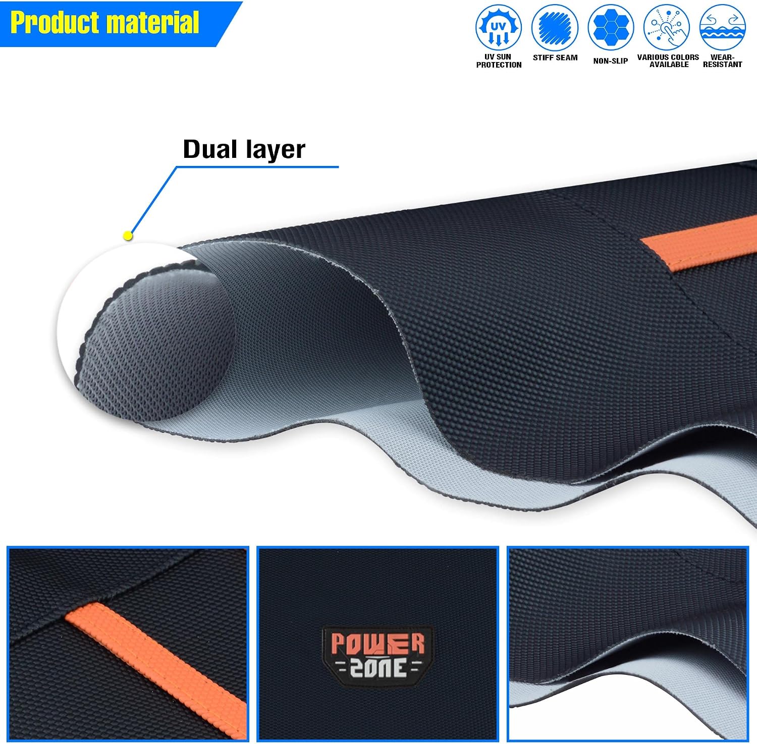 Motorcycle Universal Seat Cover Non-Slip Rubber Striped Gripper Soft Sewing for CRF WR WRF RMZ YZF SXF EXC EXC XC SX CR KLX Dirt Pit Bike Motocross Off Road Motorbike (Orange)