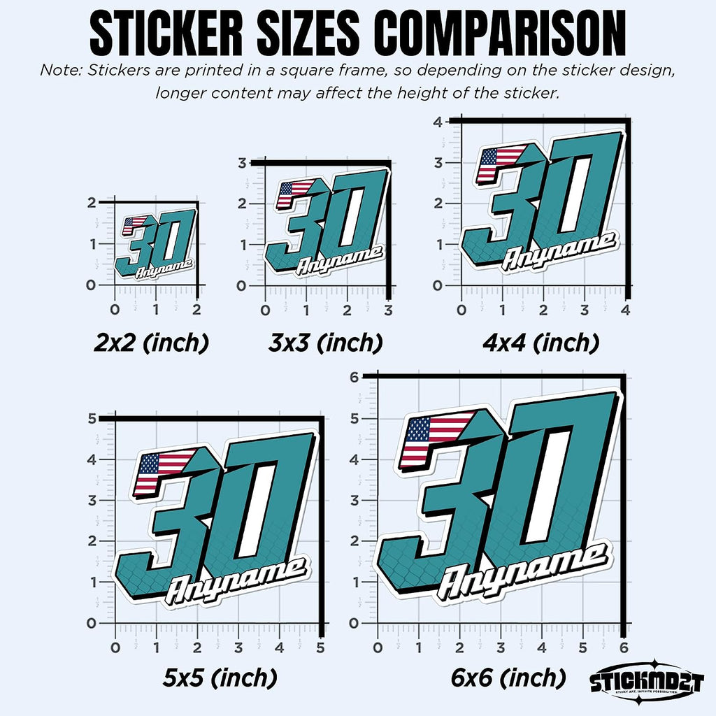 (New Update) Custom Race Number Sticker, Personalized Racing Name Number with National Flag Car Decal Waterproof Die-Cut Vinyl Stickers for Dirt Bike Plate BMX Car Decor Motorcycle Bike Motors RC
