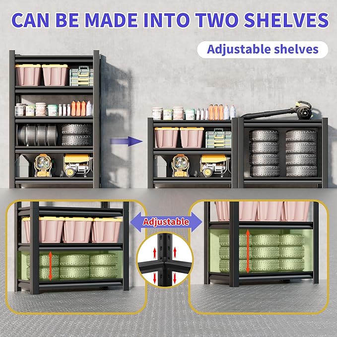 Metal Garage Shelving Unit, 15.7"D x 40"W x 78"H Steel Shelving, 3000 lbs - Image 6