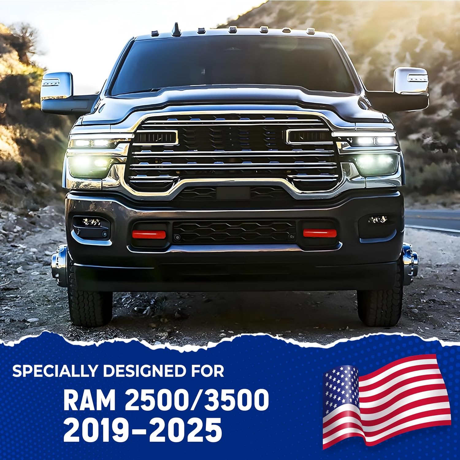 Tow Hook Covers Compatible with 2019 2020 2021 2022 2023 2024 2025 2026 Ram 2500/3500 Accessories - Tow Hitch Covers Fit for Ram Truck Accessories - Upgrade Design, Silicone Rubber (Red)