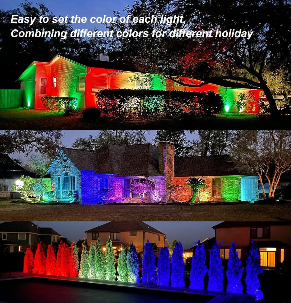 TOVEENEN 25W Color LED Outdoor Landscape Spotlight with Strobe Lighting - Wat...