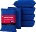 AIDEA Car Wash Sponge 6PK, Microfiber Large Bug and Tar Remover for Cars | Non Scratch Reusable Mesh Car Wash Sponges, Blue, 5.71*3.54*1.89 inch