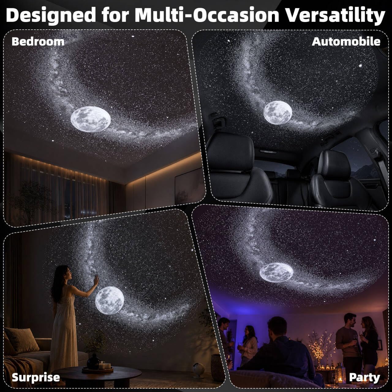 USB Galaxy Projector Night Light, 360°Rotation Night Light Star Projector with Romantic Atmosphere, Portable Mini Star Roof Lights for Car Bedroom Decor