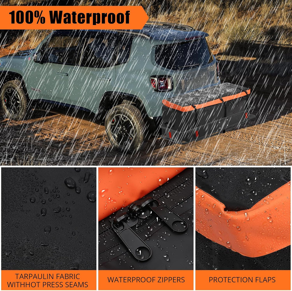 GarveeTech GarveeTech Hitch Cargo Carrier Bag 21 Cu Ft - Large Storage Space, Heavy Duty Waterproof Cargo Traveling Bag for Car Truck SUV ' Hitch Baskets, 6 Reinforced Straps