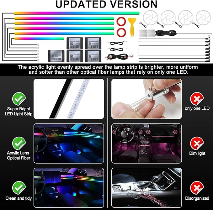 Dream+Color Acrylic Interior Car LED Strip Light - Image 5
