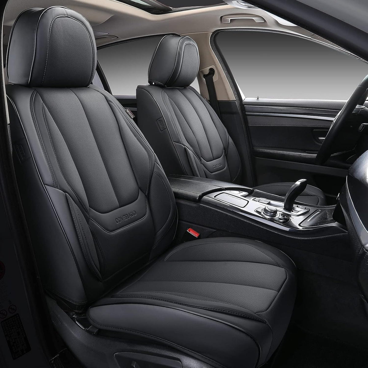 coverado seat covers full set, black seat covers, main product view