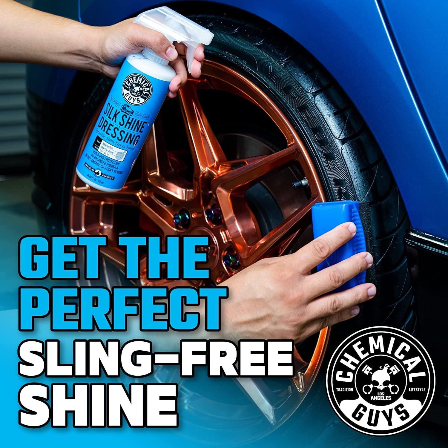 Chemical Guys Silk Shine Tire and Trim Dressing and Protectant – Non-Greasy Vinyl, Plastic & Rubber Spray, Plastic Restorer for Cars – Restores Shine for Cars, Trucks, Motorcycles, RVs, 16 fl oz