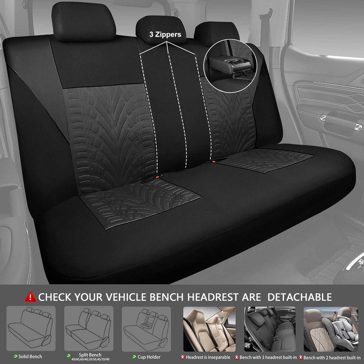 car pass car seat covers full sets, front showing dimensions