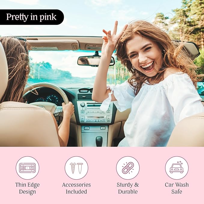 Premium Princess Pink License Plate Frames – 2 Pack, Rust-Free Stainless Steel - Image 4