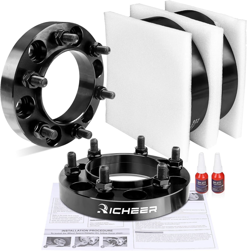 Richeer 1 inch 6x5.5 Hub Centric Wheel Spacers with for Tacoma 4Runner Tundra Fortuner Ventury GX470 GX460, 4PCS Forged 6x139.7mm Wheel Spacers with 12x1.5 Studs & 106mm Center Bore