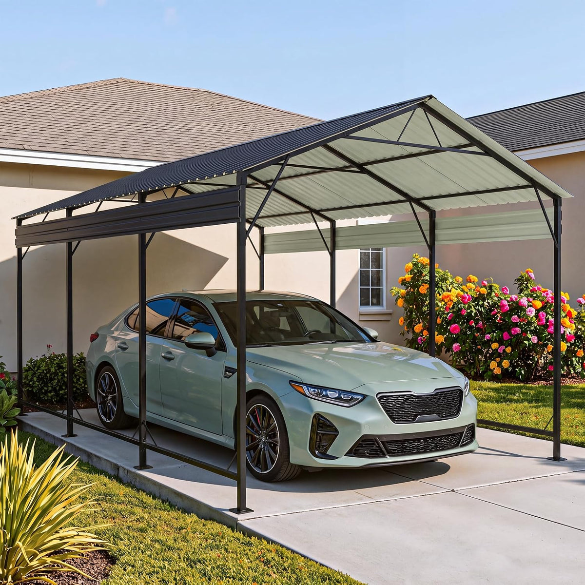 patiowell 10x15 ft metal carport, heavy duty carport, main product view
