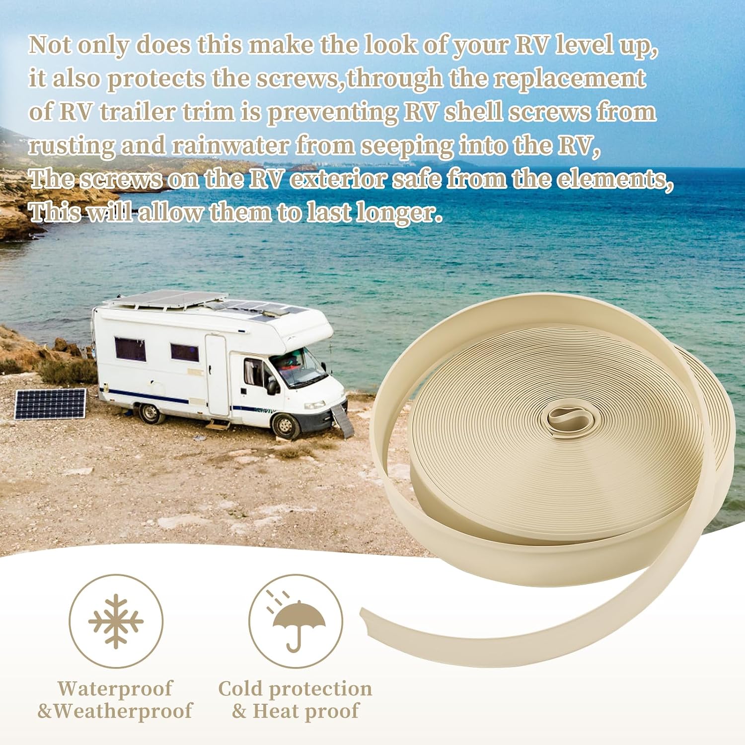 1 inch Vinyl Trim Molding Insert for RV Screw Cover Boat Camper Travel Trailer Outside Track (75 ft)