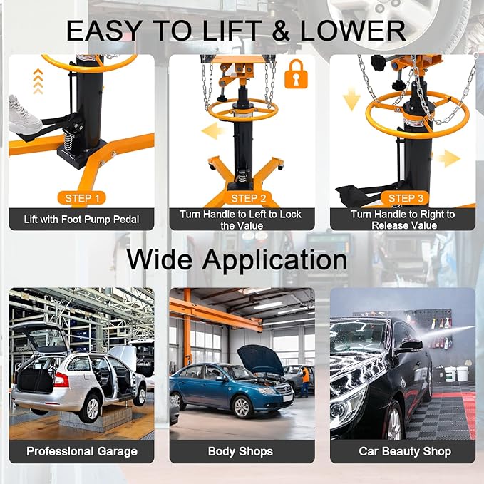 Transmission Jack 1660 lbs/ 0.75 Ton Capacity Hydraulic Telescopic Transmission - Image 7