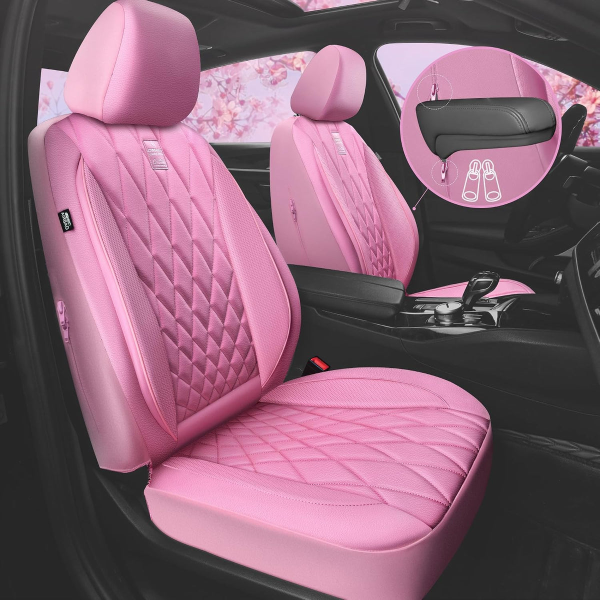 car pass piping luxury leather two front car shown in use