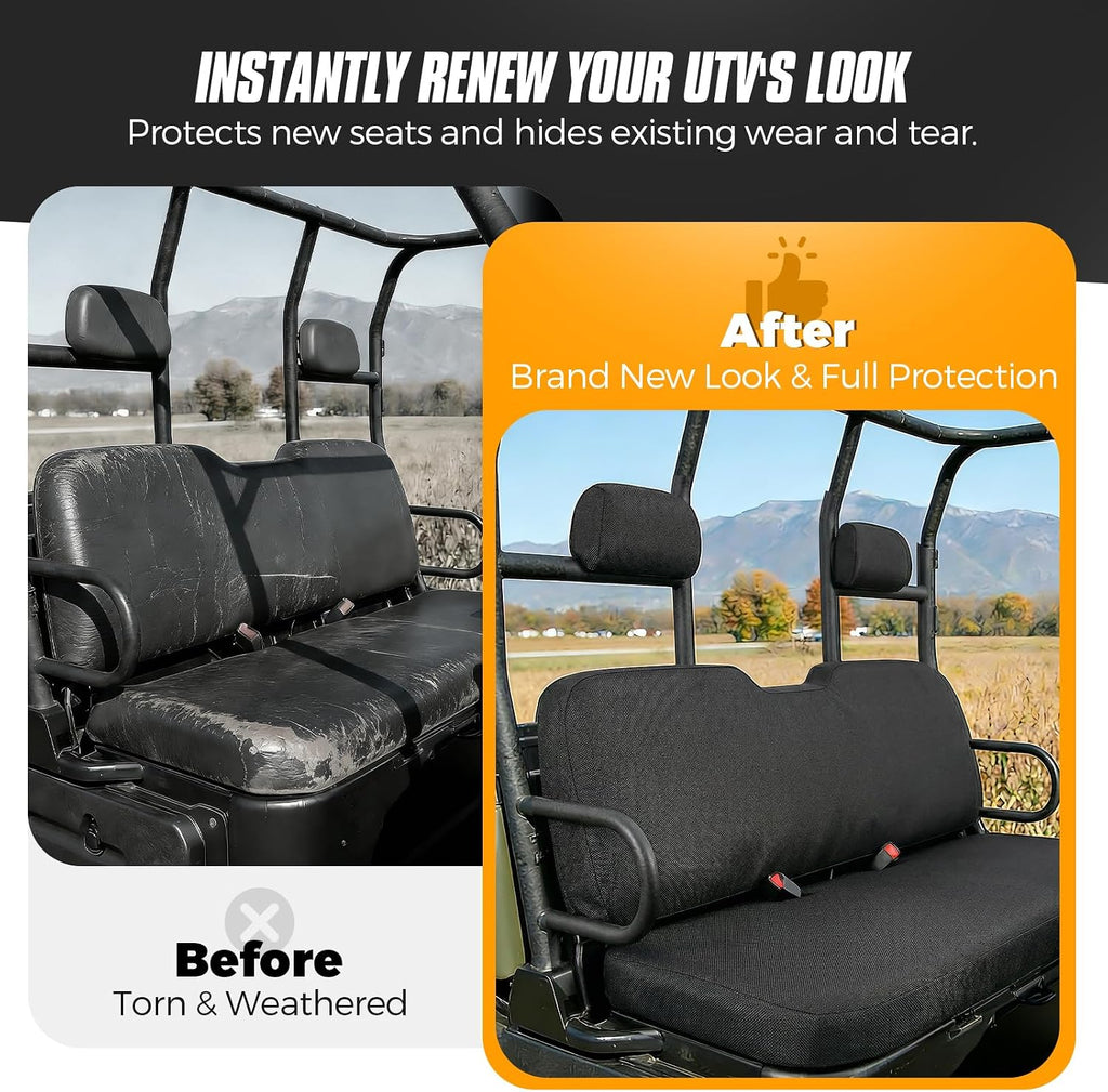 UTV Bench Seat Cover for Polaris Ranger 500 700 800 2002-2008, Waterproof Front Seat Protector Replacement, Heavy Duty Oxford Fabric (4 PCS)