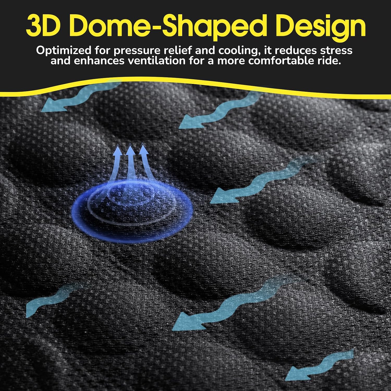 Foldable Motorcycle Gel Seat Cushion with Sunshade Cover – 3D Dome-Shaped Shock Absorption Seat Pad, Comfort & Butt Protection for Long Rides, Stay Cool & Comfortable