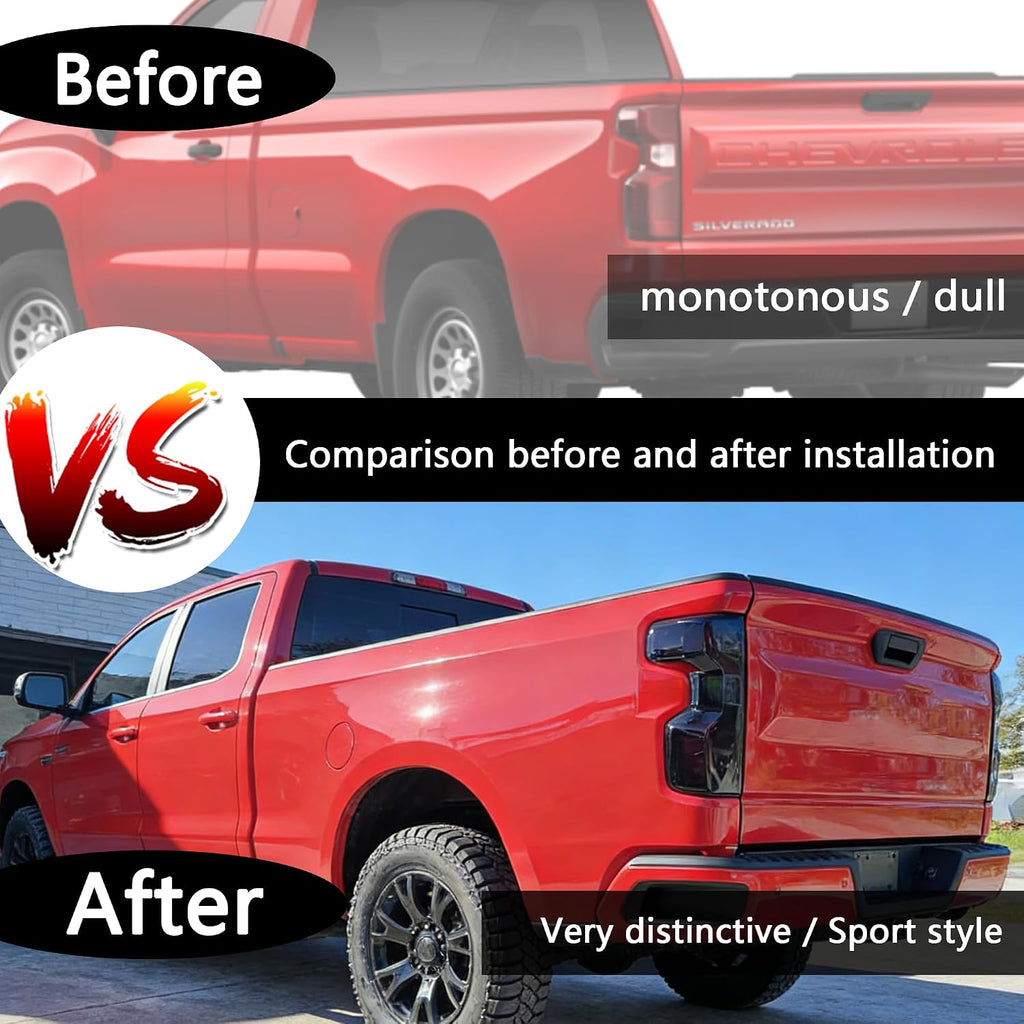 STSEV01 Taillight Cover Trim Fit for Chevy Silverado 1500 2019-2026 Accessories RST/LT/Custom/LTZ/High Coumtry,Tail Light Smoked Black Style Rear Lamp Protective Guards Exterior Decoration