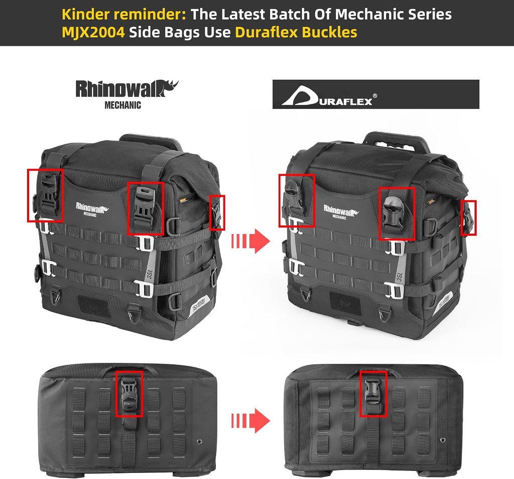 Rhinowalk Motorcycle Saddle bag Waterproof Luggage Bag 35L Quick Release with MOLLE System Fits Most Adventure and Sports Bike Motorcycle Racks (Black, 1 Pack)