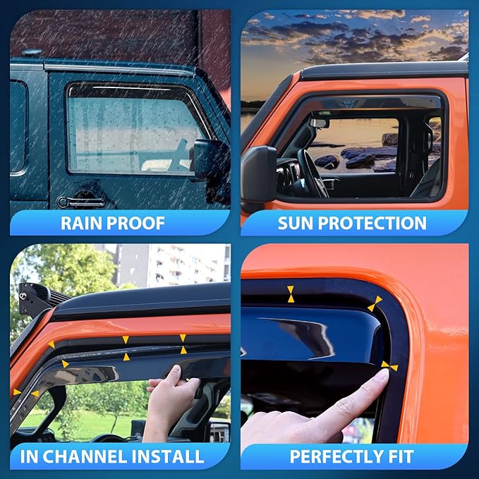 Nilight in Channel Rain Guards for Chevrolet Silverado 1500 Crew Cab/GMC Sierra - Image 3