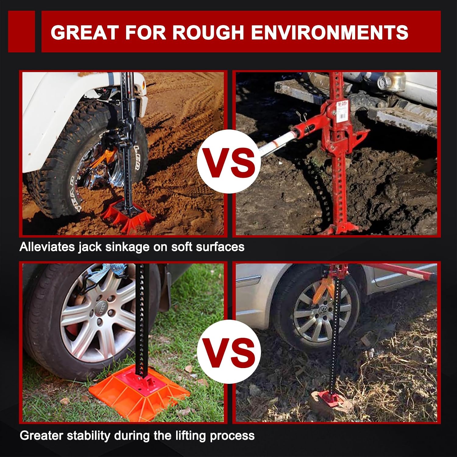 BUNKER INDUST Off-Road Base Compatible with Lift Jack,Farm Jack Board Mate Support Plate Sand Mud Snow Recovery Accessories for Truck Jeep ATV SUV UTV