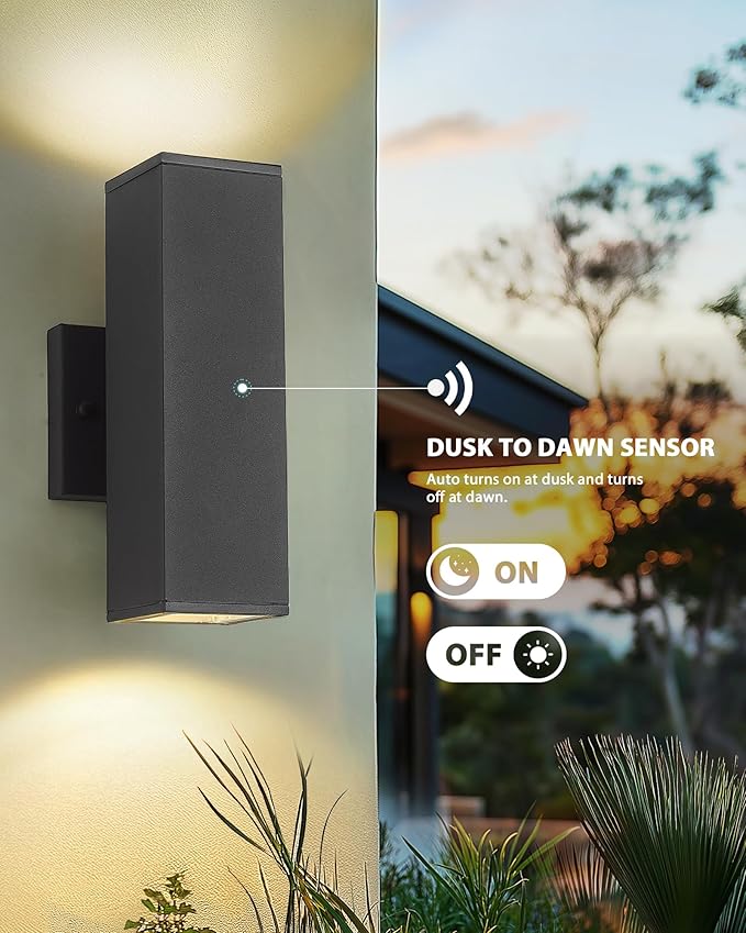 Ken & Ricky 2 Pack Dusk to Dawn Outdoor Lighting, Modern Exterior Lighting