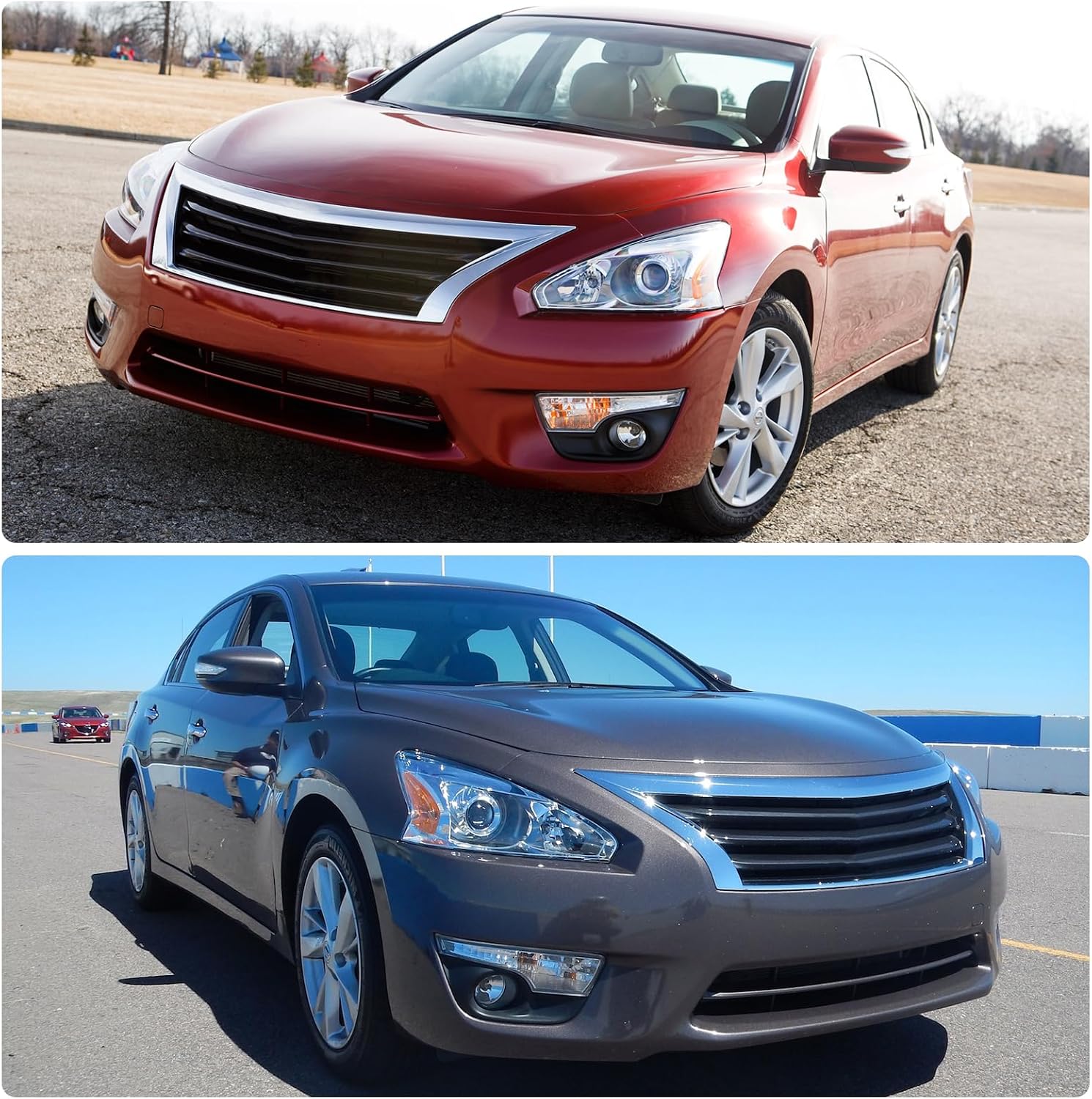 2013 2014 2015 Nissan Altima Headlight Assembly Only fit 4Door Clear Lens Chrome Housing with Amber Reflector Headlamp Replacement Left and Right Pair(Does Not Fit Xenon/HID)（W/O Bulbs）