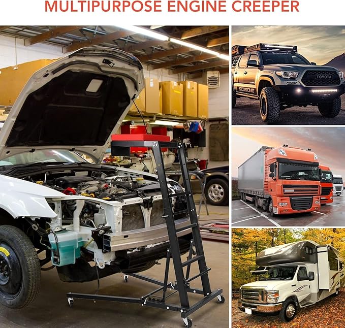 440 Lb Capacity Heavy Duty Topside Automotive Creeper, Adjustable Height 48"-66" - Image 2