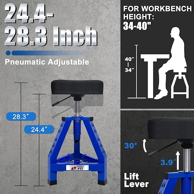 Adjustable Shop Stool, Garage Mechanic Stool Chair, Work Seat - Image 2