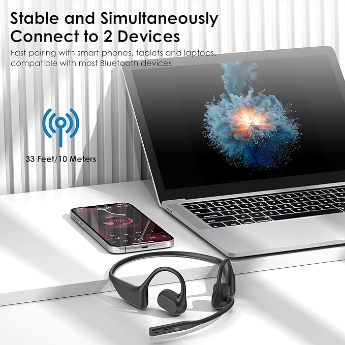 Open Ear Headphones with Mic, Dual Connect Bluetooth 5.3 with AI Noise - Image 5