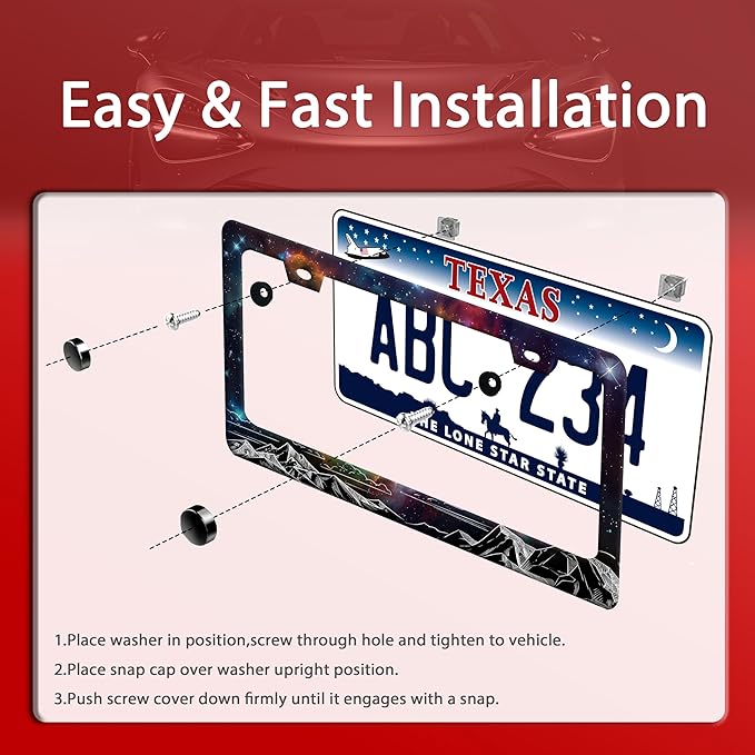 Starry Sky Mountains License Plate Frame Beautiful Galaxy License Plate Holder - Image 3