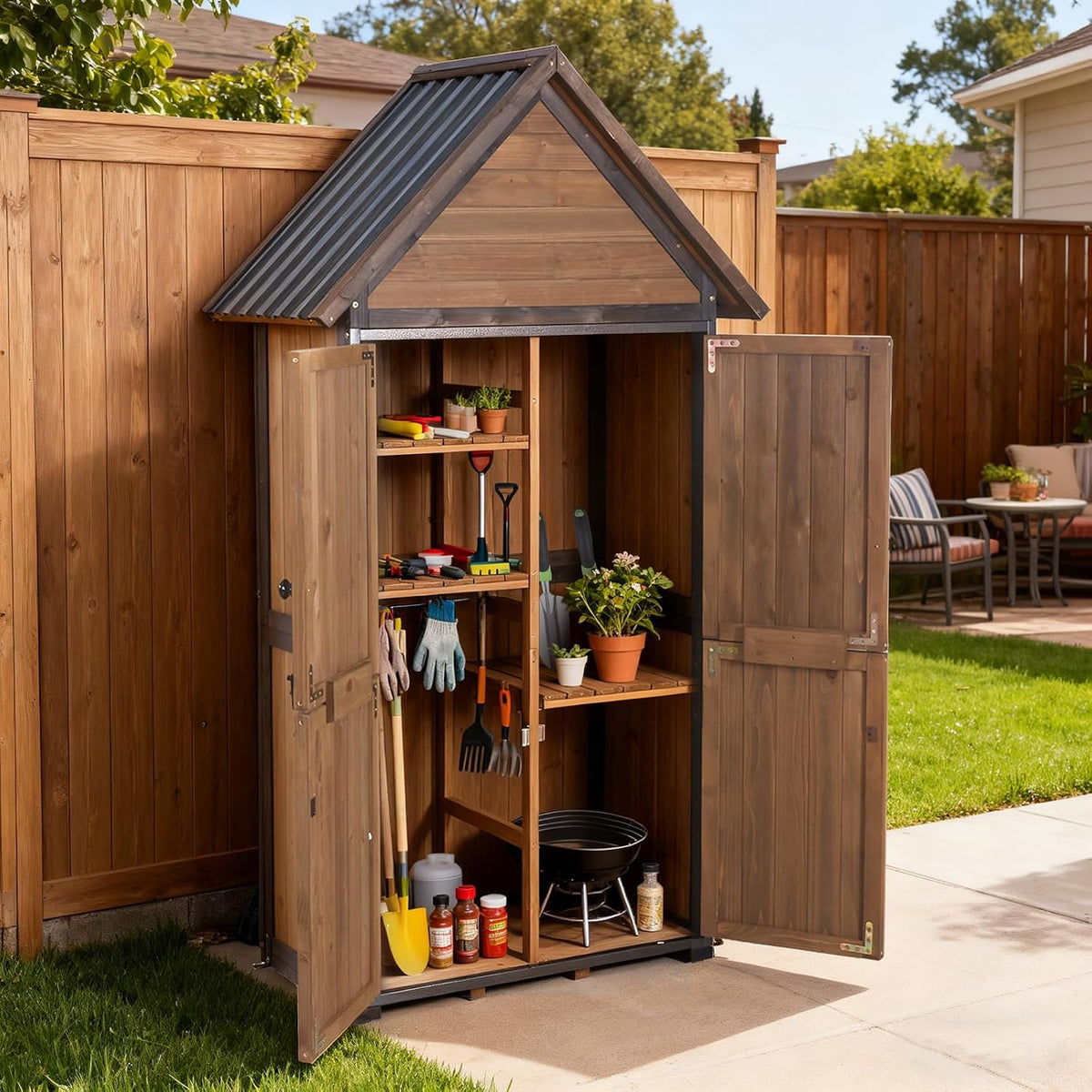 outdoor storage cabinet,garden shed with metal frame adjustable, main product view