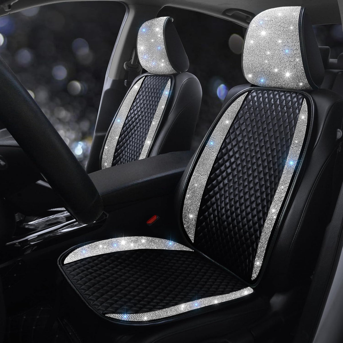 bling crystal rhinestones car front seat covers for, main product view