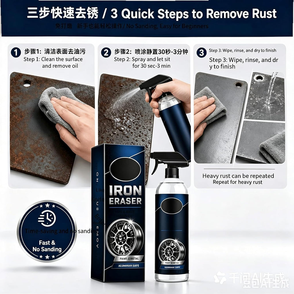 Wheel & Rim Rust Remover Spray – Iron Out Fallout Remover for Cars | pH Balanced & Acid Free Formula, Safely Dissolves Brake Dust & Rust Stains, Without Damaging Clear Coat