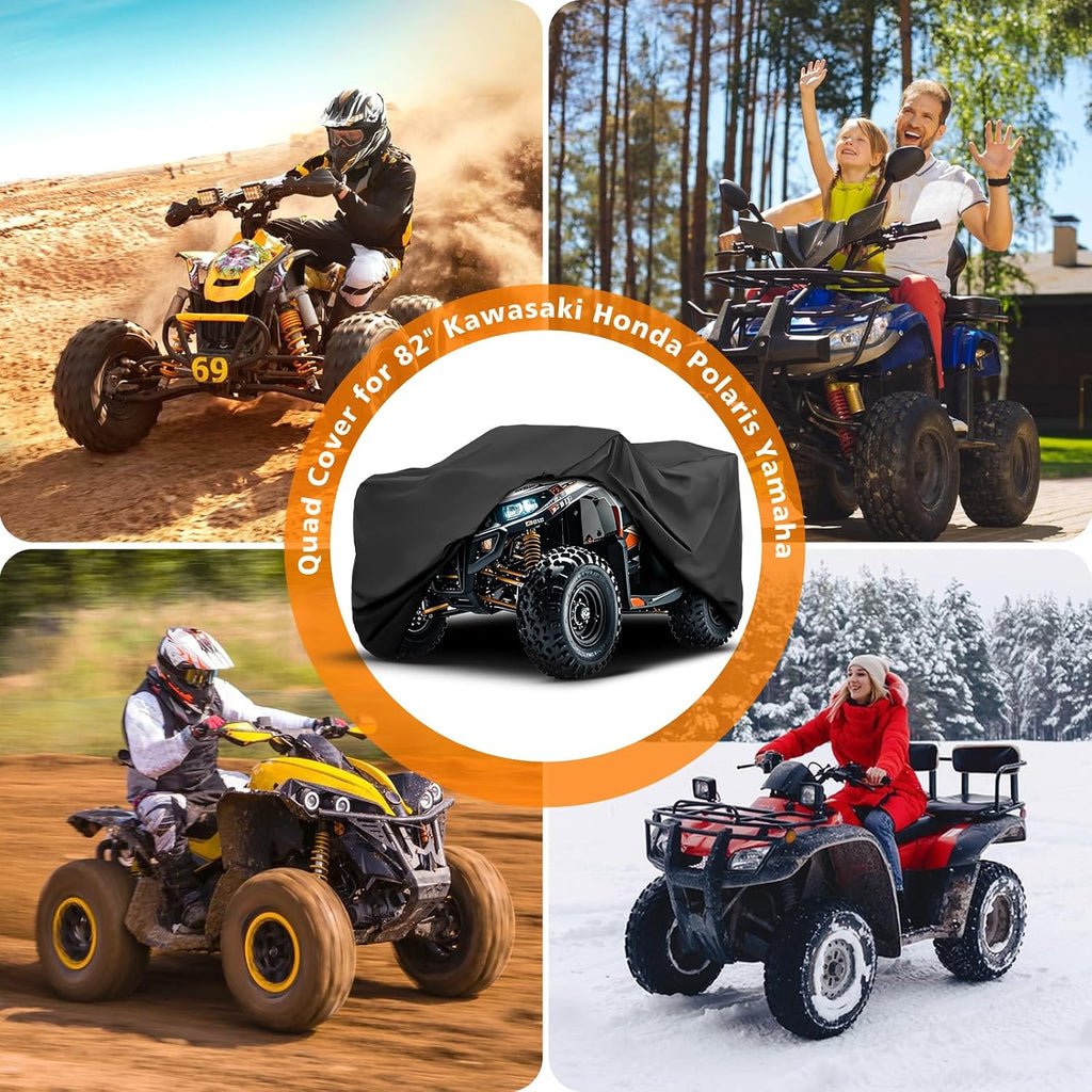 COVERVIN ATV Cover Waterproof, All Weather Rain and Sun Protection 4 Wheel Cover Quad Cover for Honda Suzuki Kawasaki Yamaha Polaris 86''L x 38''W x 42''H (XXL)
