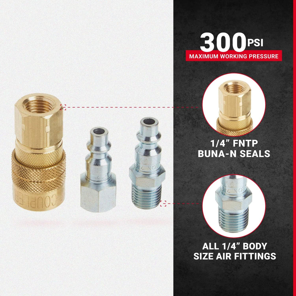 milton (s-210) 1/4" npt m-style coupler and plug shown in use