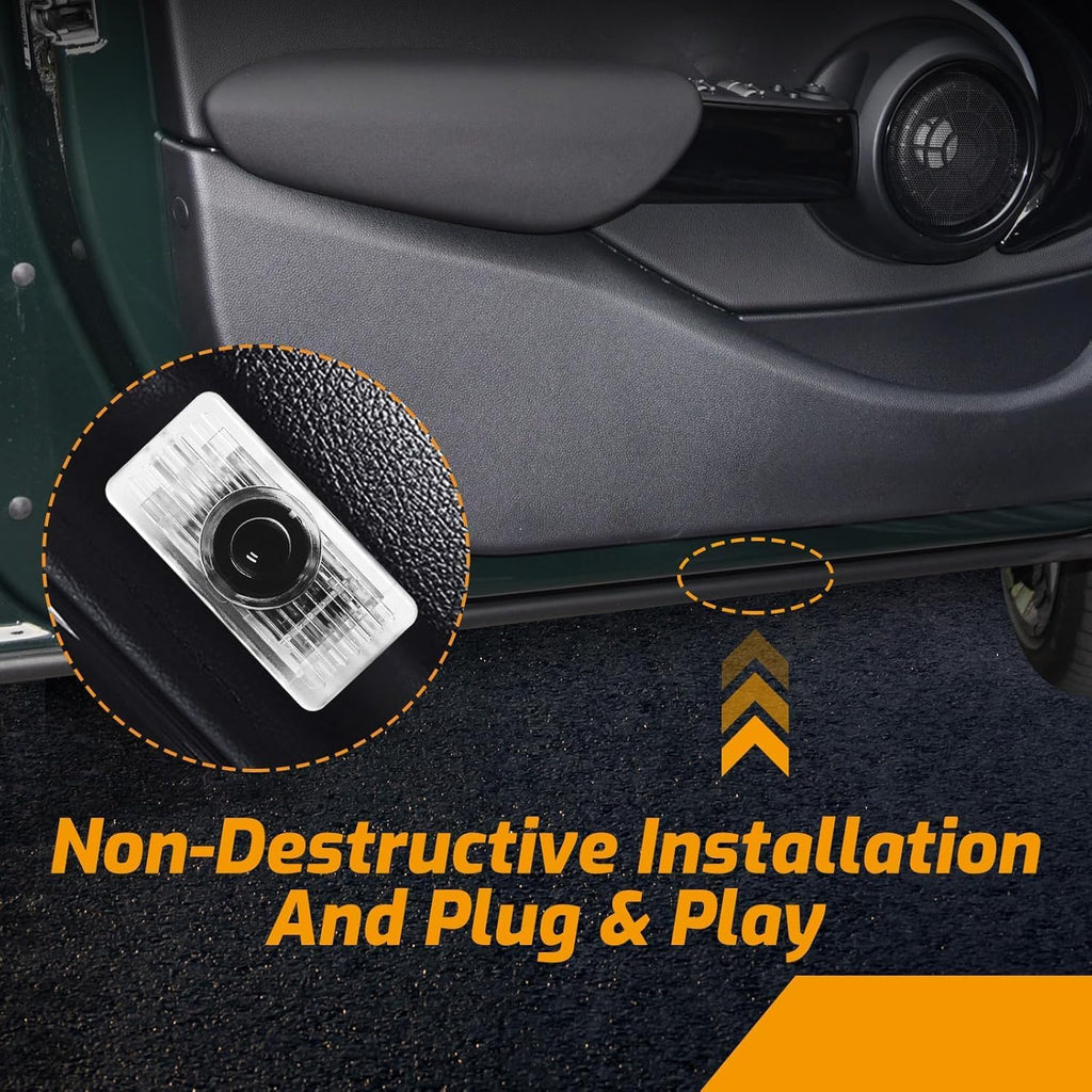 Never Fade HD Door Light Logo Projector Compatible with 3/4-Series 2020-2025, 2Pcs 3D LED Ghost Shadow Laser Car Courtesy Step Puddle Light