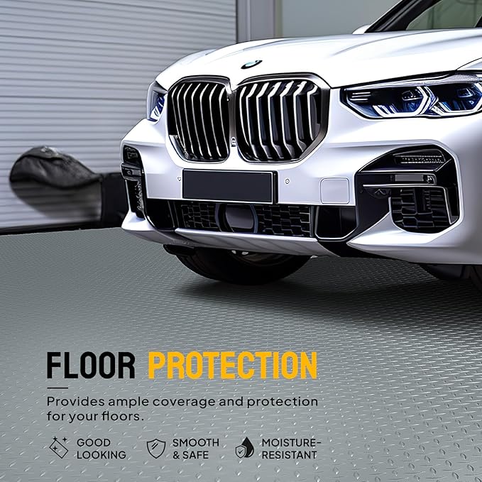 TUFFIOM 7.5 x 17 FT Garage Floor Mat, Thickened Diamond Plate PVC Garage Mats - Image 2