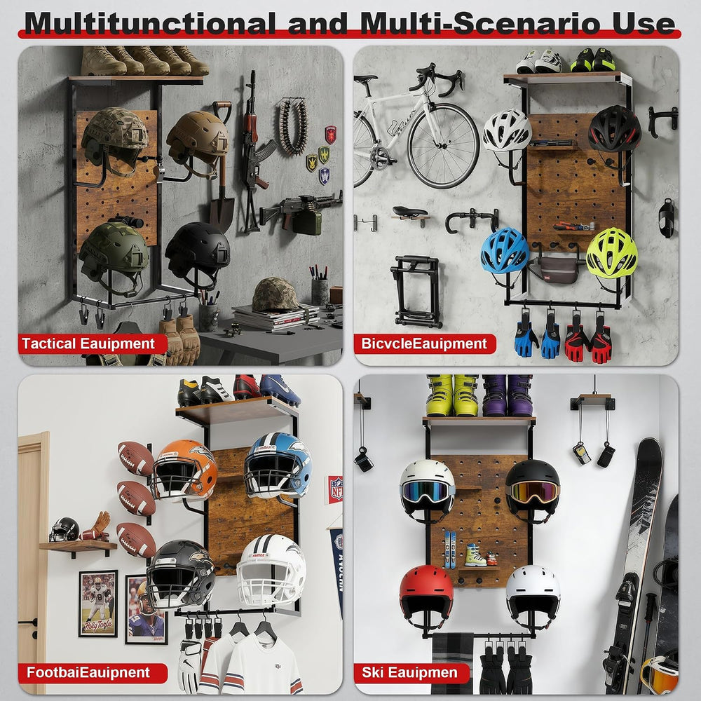Motorcycle Helmet Wall Mount, 4-Helmet Capacity
