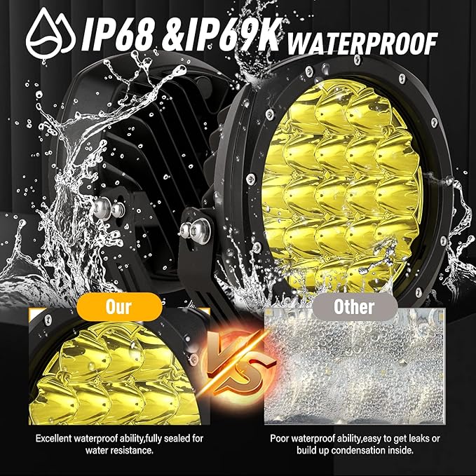 BIGLION.X 7Inch Round LED Amber Driving Offroad Lights 2PCS 210W 32000LM Amber - Image 5