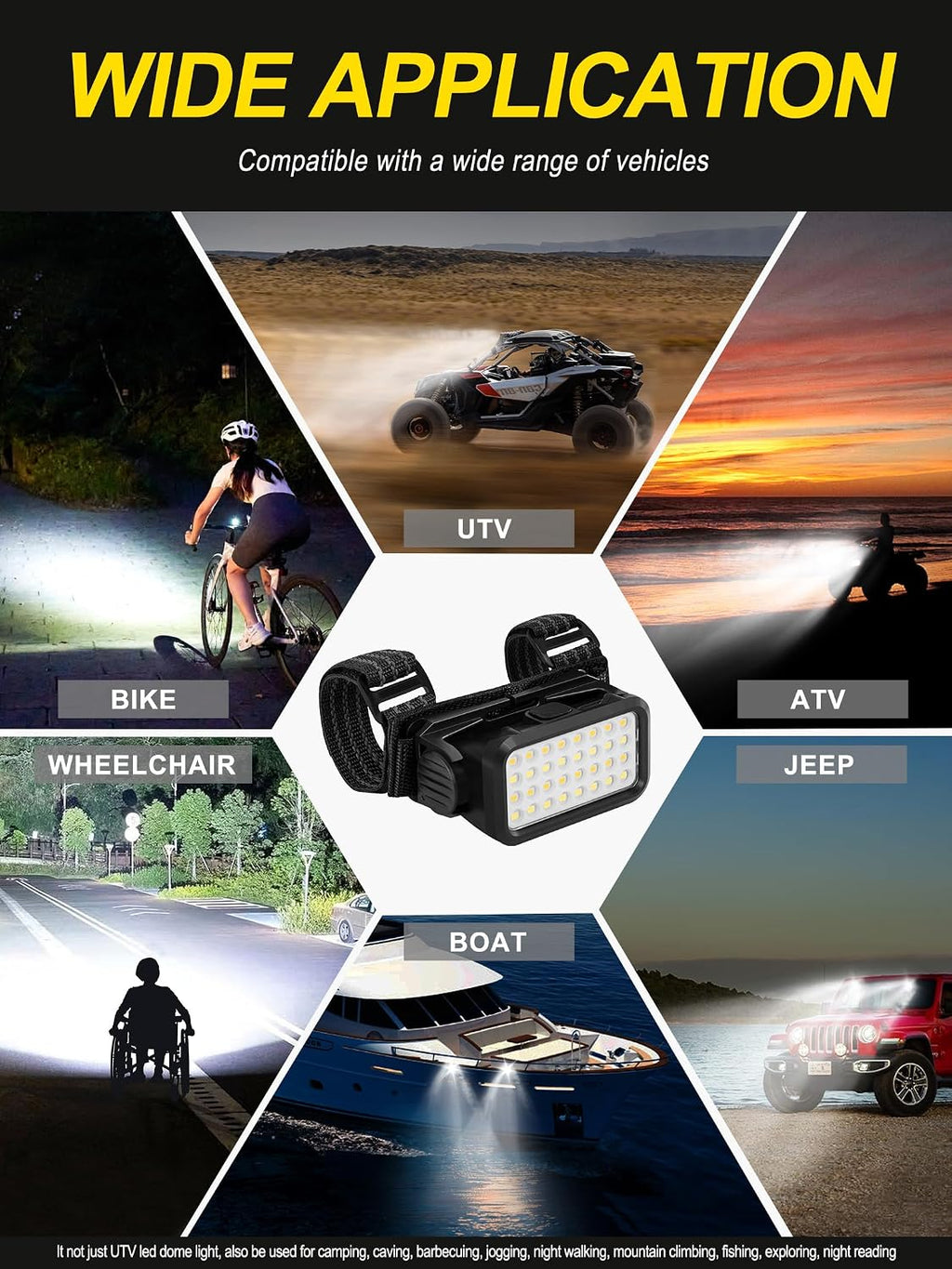ZIDIYIRUO UTV Dome Lights, 32pcs LED Chips Type-C Rechargeable UTV Interior Light Compatible with Polaris RZR Ranger Can-Am Maverick Honda Talon 1.25"-2.0" Roll Bar Cage Roof Lights (2 Packs)