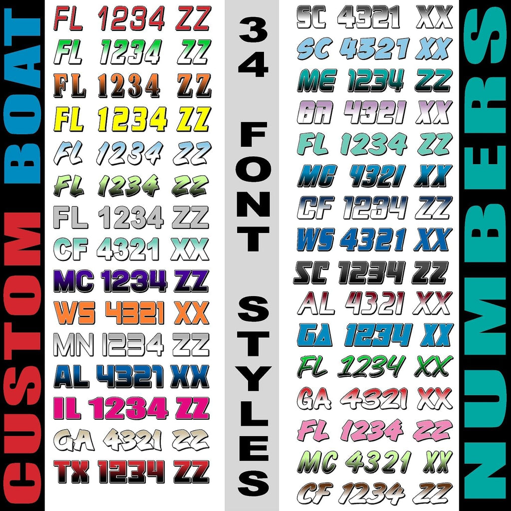 Custom Registration Numbers & Letters X-Treme Tac (Two Decals) for Kayaks Jetskis and Boats (High Tack Grip Adhesive)