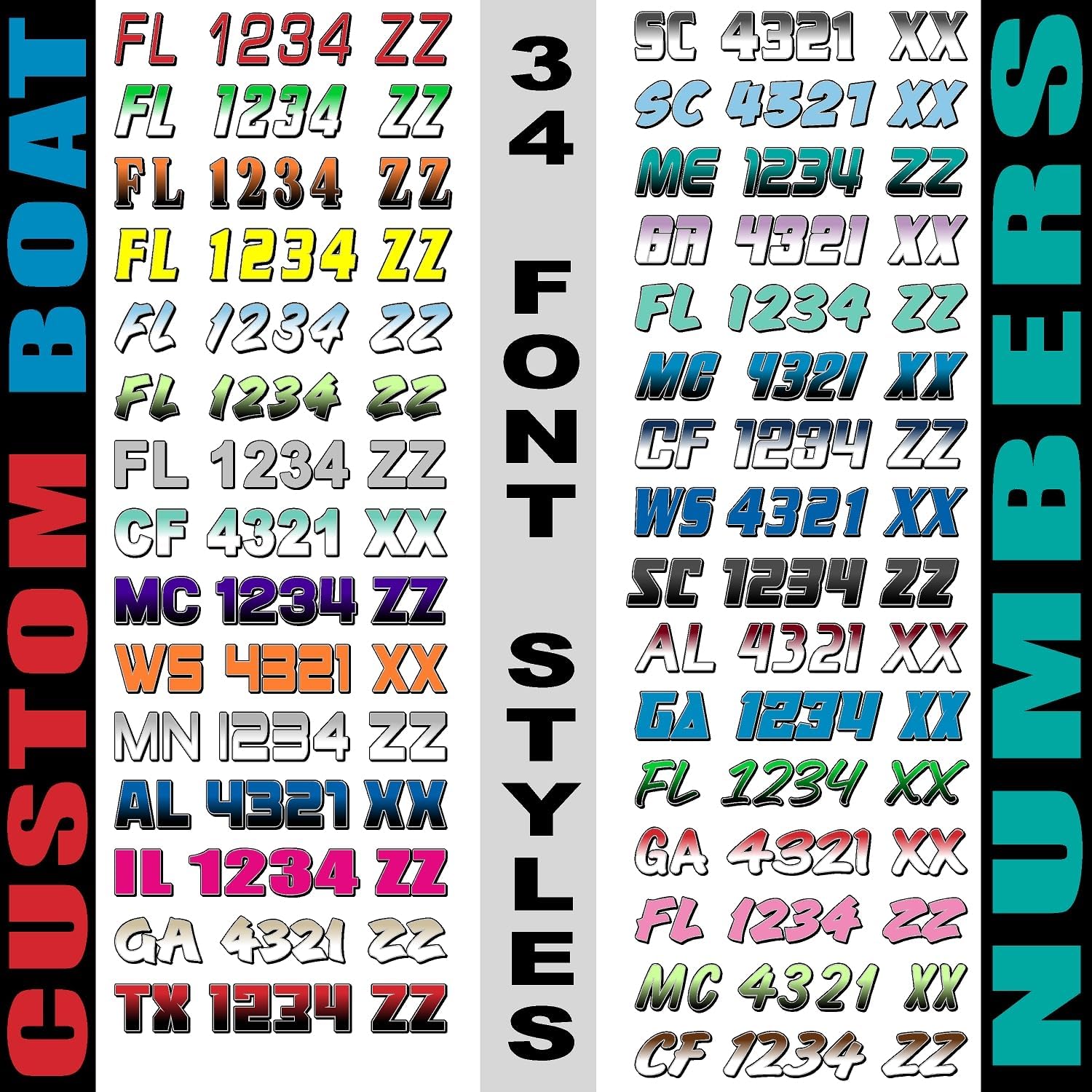 Custom Registration Numbers & Letters X-Treme Tac (Two Decals) for Kayaks Jetskis and Boats (High Tack Grip Adhesive)