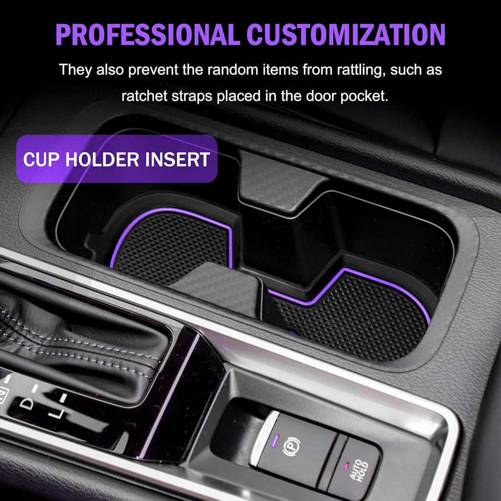 Customized Liners for Nissan Sentra Accessories 2020-2022 2023 2024 2025 3D Cup Holder Insert Liner Center Console Liner Door Pocket Mats Inserts Non-Slip Mats Pad 17-PC Set (Purple Trim)