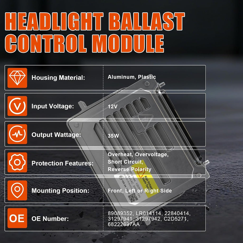 HID Headlight Ballast for D3S Bulb for GMC Acadia 2013-2015, for Buick Enclave 2013-2017, for Jeep Grand Cherokee 2014-2020， Xenon Ballast Control Module Replace 89089352 68222897AA