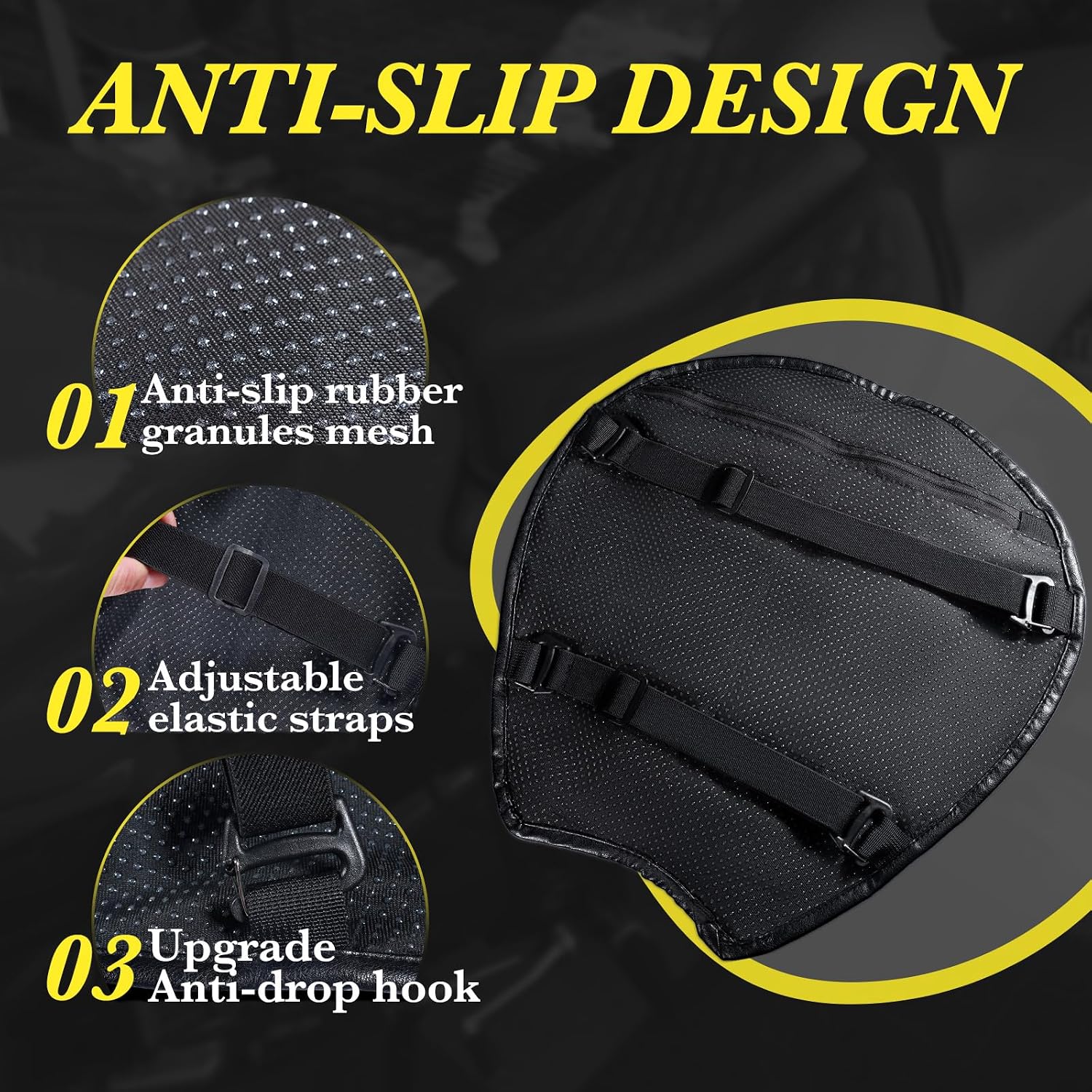 Foldable Motorcycle Gel Seat Cushion with Sunshade Cover – 3D Dome-Shaped Shock Absorption Seat Pad, Comfort & Butt Protection for Long Rides, Stay Cool & Comfortable