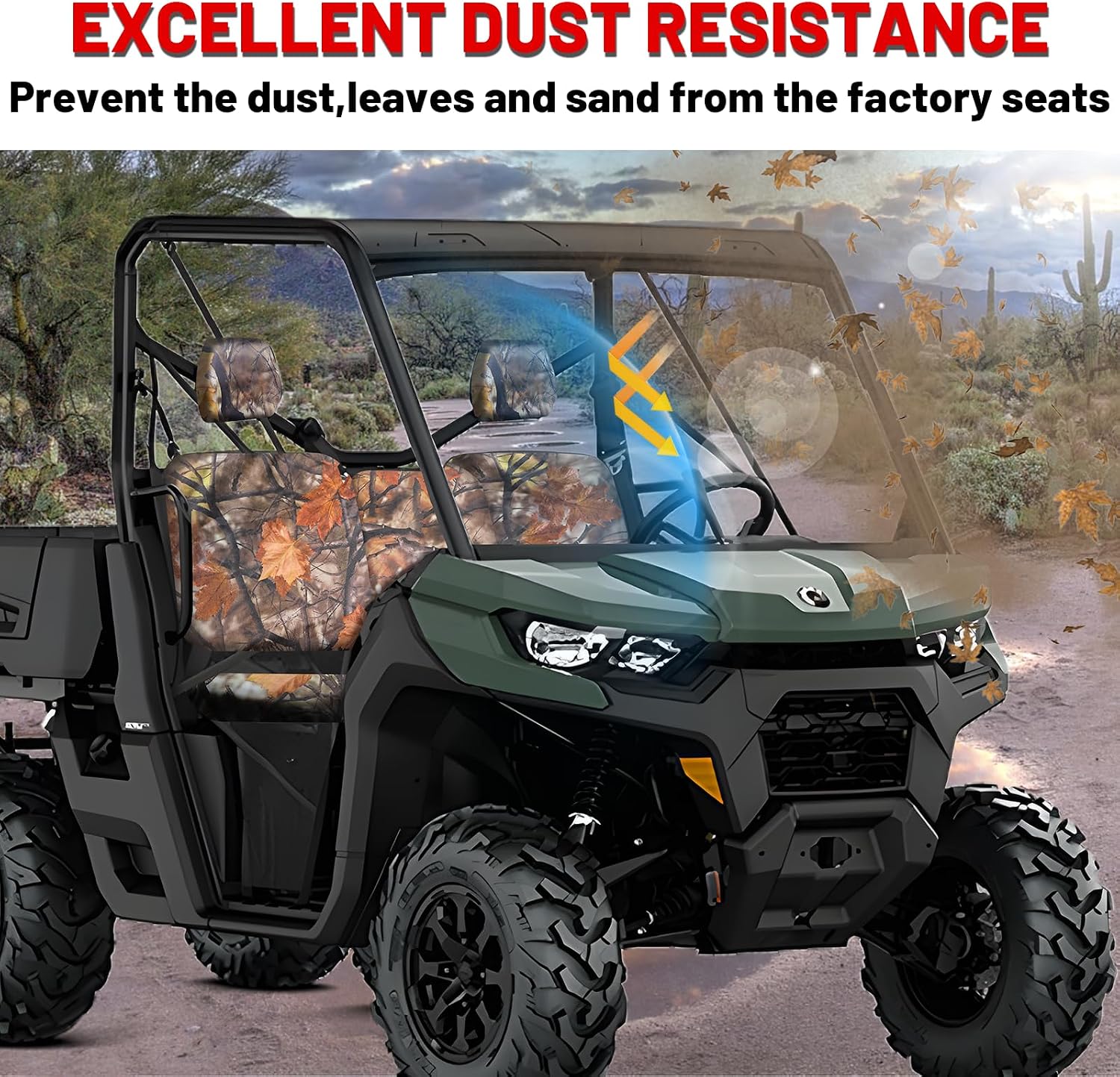 StarknightMT UTV Defender Seat Cover Compatible with Can Am Defender DPS MAX 6X6 PRO 2016-2025 Oxford Split Bench Seat Covers Accessories (Maple Leaf Yellow)