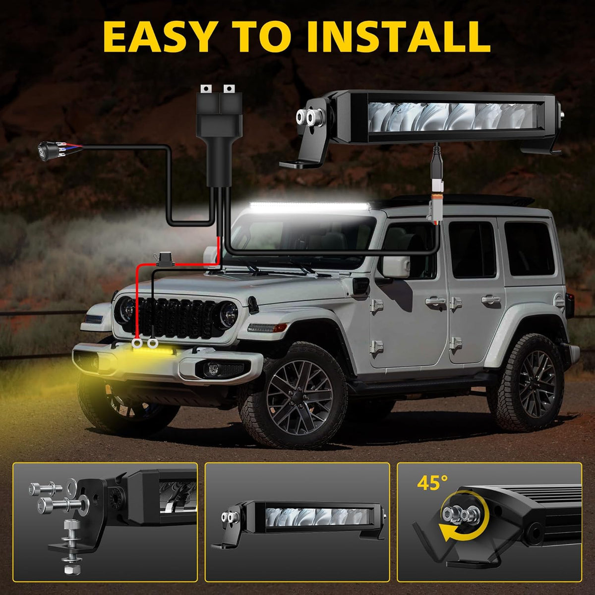 4wdking dual color slim led light bar 22, package contents