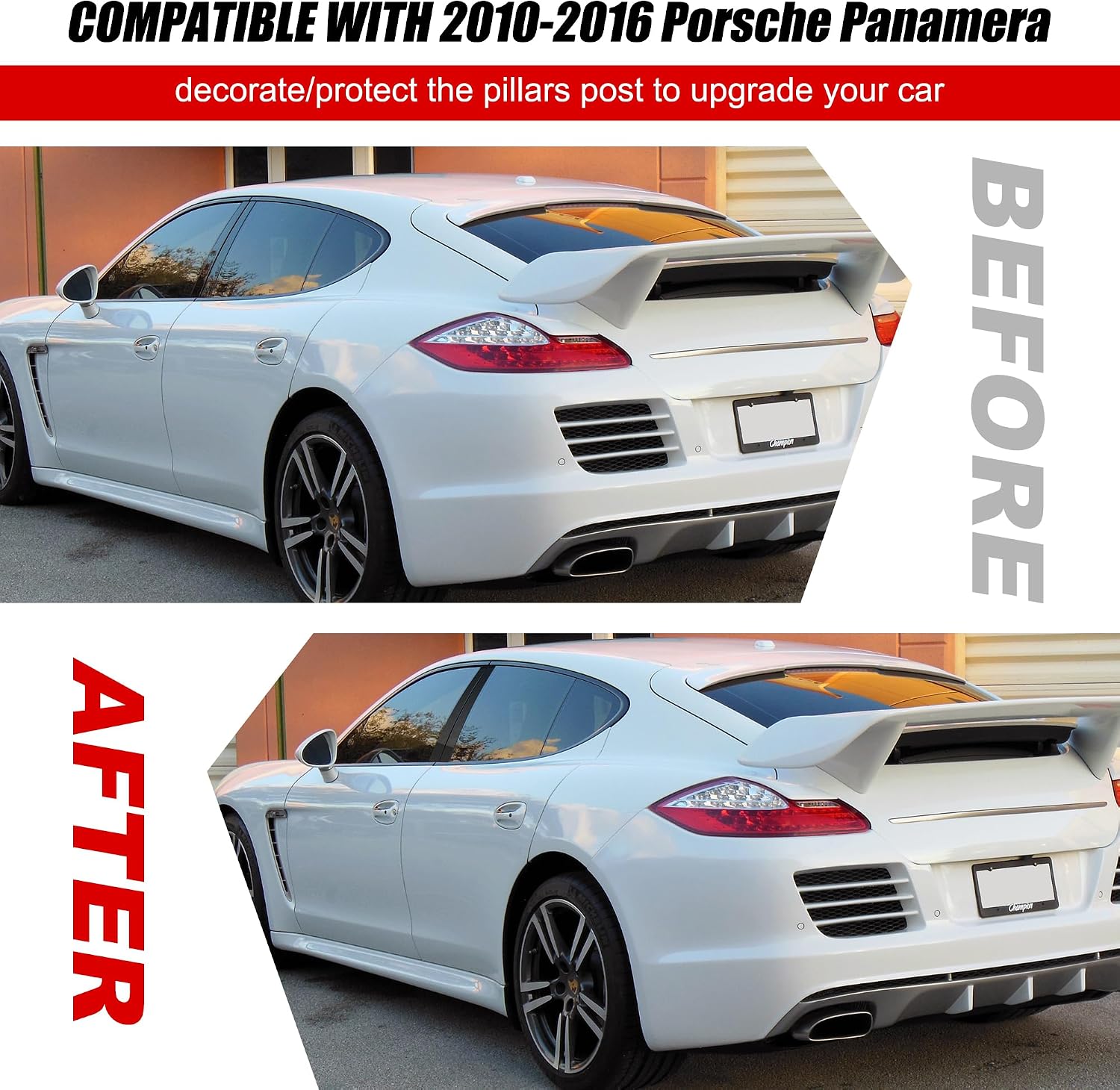 BASIKER Fit for 2010-2016 Porsche Panamera Door Pillar Trim, Door Window B Pillar Glossy Black Post Cover, Strong Toughness PC Material, Door Pillar Moldings Set