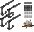 iron shelf brackets with hooks, 6 inch, 4, main product view