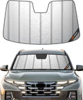 Pigenius Windshield Sunshade for Hyundai Santa Cruz/Tucson 2022-2025, Metallic Silver Finish